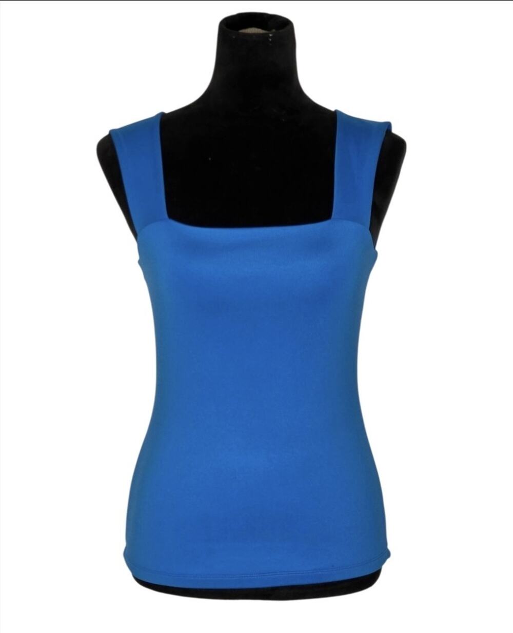 Cache Vintage Y2K Square Neck Stretch Tank Top Blue Sleeveless Fitted M